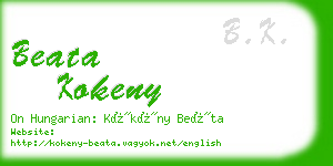 beata kokeny business card